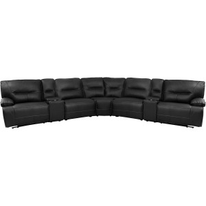 Spartacus Black 7 Piece Modular Power Reclining Sectional with Power Adjustable Headrests