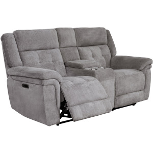 Richland Bristol Grey Power Reclining Console Loveseat