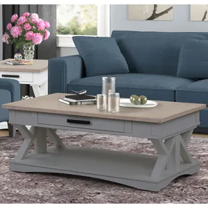 Americana Modern Dove Cocktail Table with 2 End Tables
