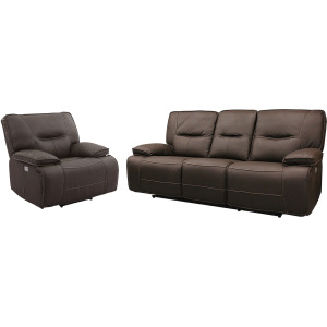 Spartacus Chocolate Power Reclining Sofa and Recliner