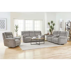 Richland Bristol Grey Power Reclining Sofa Loveseat and Recliner