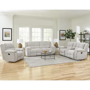 Buster Opal Taupe Manual Reclining Sofa Loveseat and Recliner