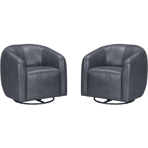 Como Renaissance Blue Swivel Glider Accent Chair Two Pack