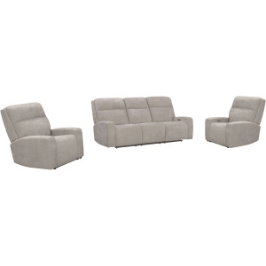 Traxton Jasper Taupe Power Zero Gravity Sofa and 2 Recliners