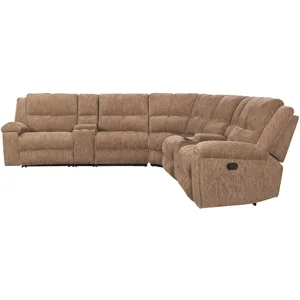 Bronco Plush Tobacco 7 Piece Modular Manual Reclining Sectional