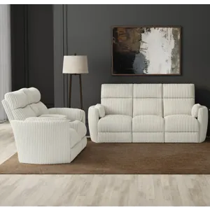 Radius Mega Ivory Power Reclining Sofa and Loveseat