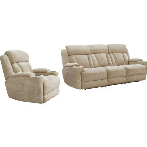 Dalton Lucky Fawn Power Reclining Sofa and Recliner