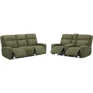 Traxton Jasper Moss Power Zero Gravity Sofa and Loveseat
