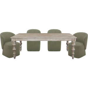 Crossings Eden Dining 84 Inch Rectangular Dining Table With 4 Upholstered Chairs