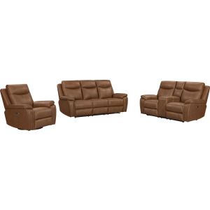 Veracruz Vintage Tan Zero Gravity Power Reclining Sofa Loveseat and Recliner