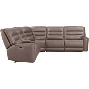 Lawson Sydney Brunette 6 Piece Modular Zero Gravity Power Reclining Sectional with Adjustable Headrests
