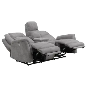 Linus Hudson Grey Power Reclining Sofa and Loveseat