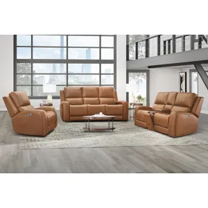 Belmont Lyric Caramel Zero Gravity Power Reclining Sofa Loveseat and Recliner