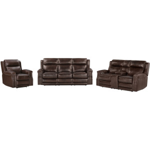 Hensley Smooth Espresso Power Reclining Sofa Loveseat and Recliner