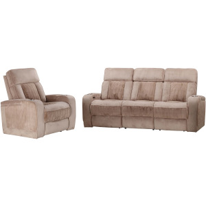 Equinox Mushroom Power Reclining Sofa and Recliner