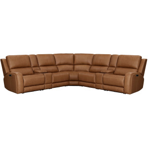 Belmont Lyric Caramel 7 Piece Zero Gravity Power Reclining Sectional with Power Adjustable Headrests