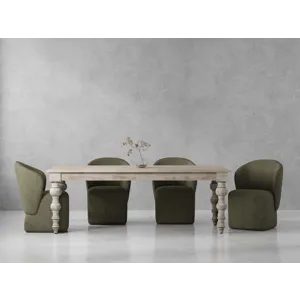 Crossings Eden Dining 84 Inch Rectangular Dining Table With 4 Upholstered Chairs