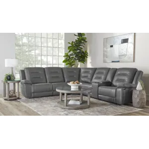 Caldwell Tahoe Fog 6 Piece Modular Power Reclining Sectional with Power Adjustable Headrests