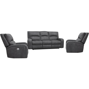 Polaris Slate Power Reclining Sofa and Two Recliners