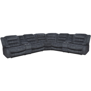 Bolton Misty Storm 7 Piece Modular Reclining Sectional and Entertainment Console