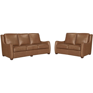 Channing Renaissance Cinnamon Stationary Sofa and Loveseat