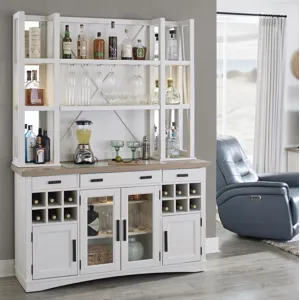 Americana Modern Dining 66 inch Buffet and Hutch with Quartz Insert