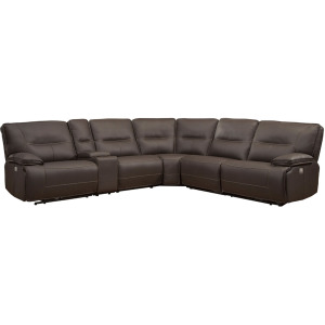 Spartacus Chocolate 6 Piece Modular Power Reclining Sectional with Power Adjustable Headrests