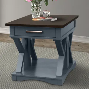 Americana Modern Denim Cocktail Table with 2 End Tables