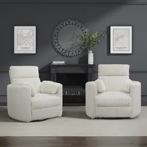 Radius Mega Ivory Power Swivel Glider Recliner Two Pack
