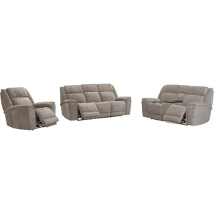 Colton Branson Tweed Power Zero Gravity Sofa Loveseat and Recliner with Immersive Audio