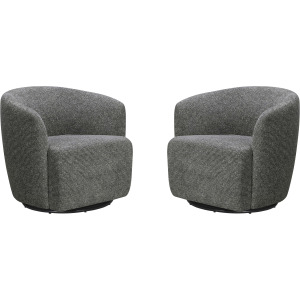 Mingle Thatch Black Swivel Glider Accent Chair Two Pack