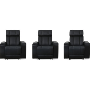 Phoenix Autumn Black Zero Gravity Power 3 Seat Home Theater Seating with Immersive Audio P3