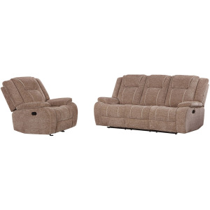 Bruno Plush Tobacco Manual Sofa and Recliner