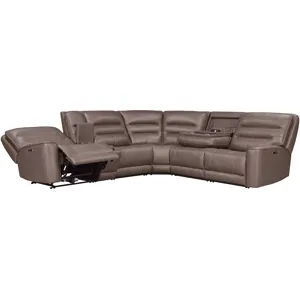 Lawson Sydney Brunette 6 Piece Modular Zero Gravity Power Reclining Sectional with Adjustable Headrests