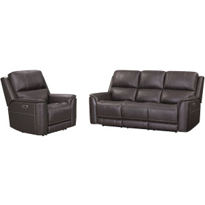 Easton Steamboat Brown Zero Gravity Power Reclining Sofa and Recliner