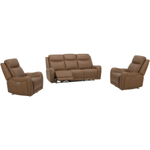 Haywood Butternut Power Reclining Sofa and Two Recliners