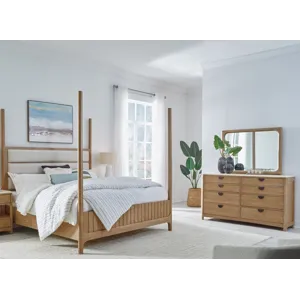 Escape Bedroom King Poster Bed with Dresser and Mirror