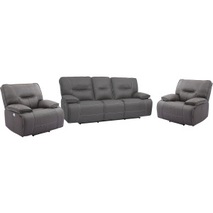 Spartacus Haze Power Reclining Sofa and Two Recliners