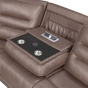 Lawson Sydney Brunette 6 Piece Modular Zero Gravity Power Reclining Sectional with Adjustable Headrests