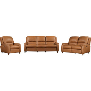 Austin Caramel Cream Power Reclining Sofa, Loveseat and Recliner