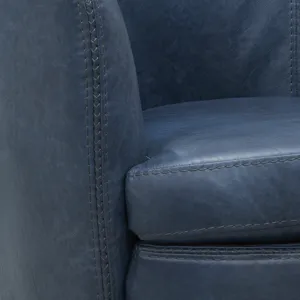 Barolo Vintage Navy 100% Italian Leather Swivel Club Chair Two Pack