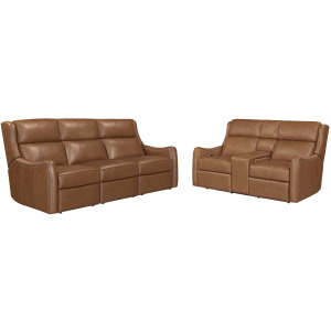 Channing Renaissance Cinnamon Power Zero Gravity Sofa and Tilt Console Loveseat