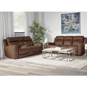 Calgary Autumn Umber Power Reclining Sofa and Loveseat