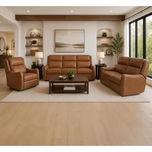 Channing Renaissance Cinnamon Power Zero Gravity Sofa Loveseat and Recliner