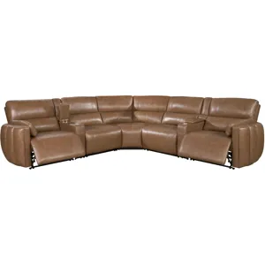 Modesto Sable 7 Piece Modular Power Reclining Sectional with Power Adjustable Headrests