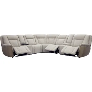 Ian Luxe Mocha 7 Piece Modular Zero Gravity Power Reclining Sectional