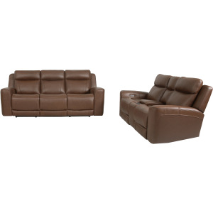 Calgary Autumn Umber Power Reclining Sofa and Loveseat