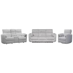 Radius Mega Grey Power Reclining Sofa Loveseat and Recliner