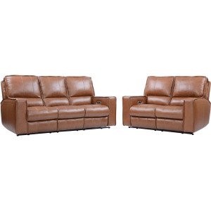 Rockford Verona Saddle Power Reclining Sofa and Loveseat