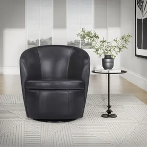Barolo Vintage Onyx 100% Italian Leather Swivel Club Chair Two Pack